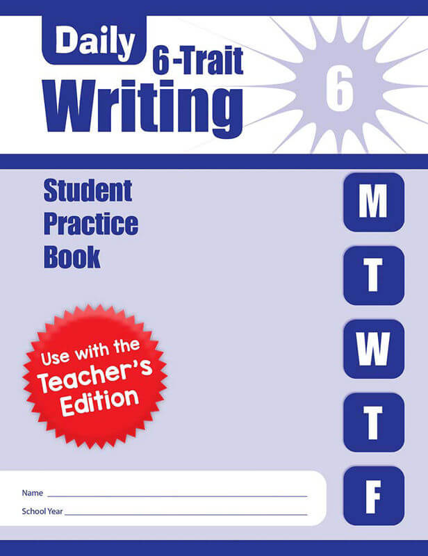 6-trait writing practice book cover.