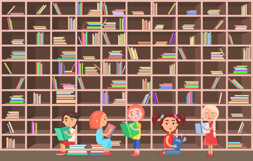 library kids illustration.